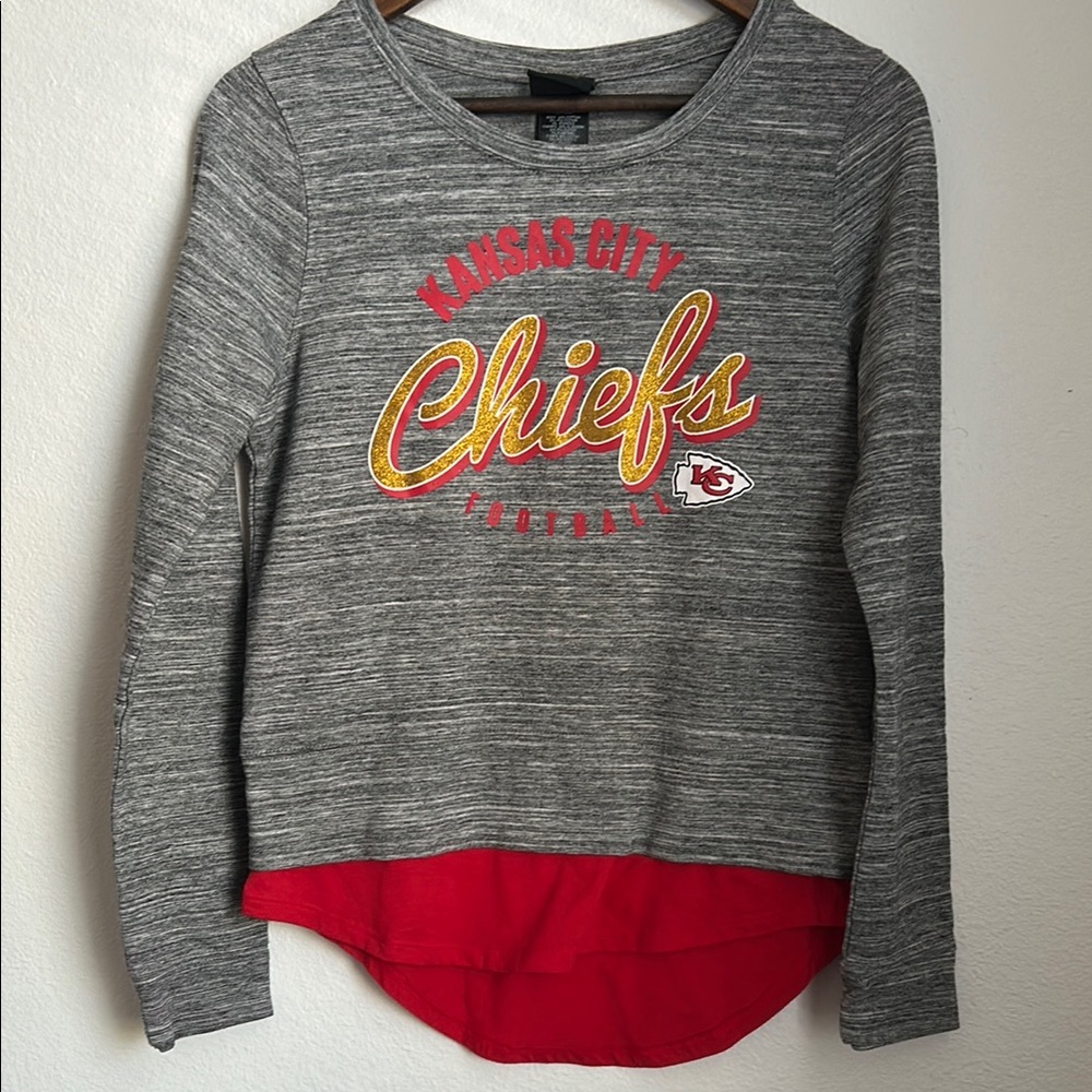 KC Chiefs Grey and red long sleeve shirt. Junior size xL. Women’s size small.